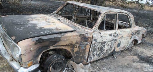 Сгоревшая Волга трасса Черноморское - Оленевка