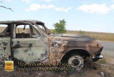 Сгоревшая Волга трасса Черноморское - Оленевка